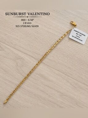 Sunburst Valentino Bracelet Gold over 925 Sterling Silver 6-6.6" NWT